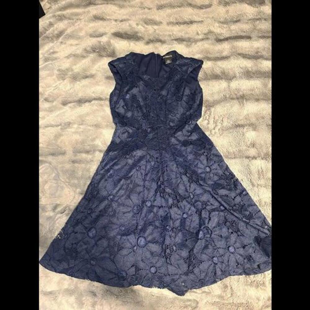 Elegant Navy Blue Lace Dress - Liz Claiborne